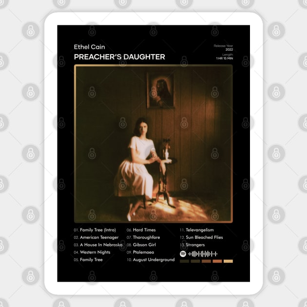 Ethel Cain - Preacher’s Daughter Tracklist Album Sticker by 80sRetro